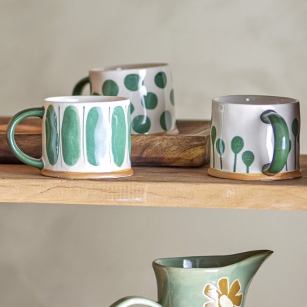 Mug peint grès artisanal Bloomingville LINORA set de 3