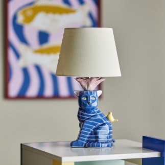 Lampe chat grès peint Bloomingville ERI