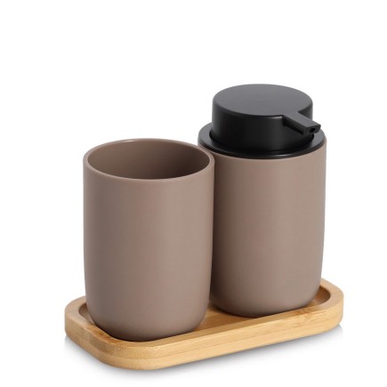 Set pompe a savon gobelet brosses a dents plateau design Zeller