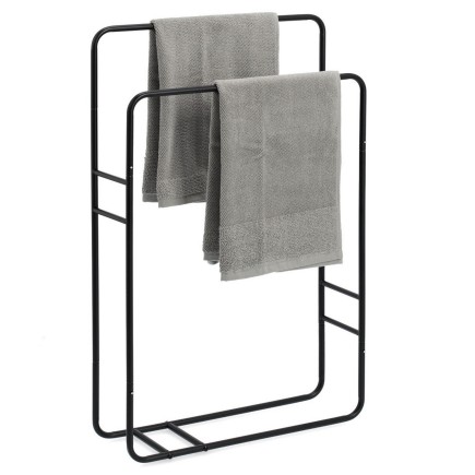 Porte serviettes a poser design metal noir Zeller