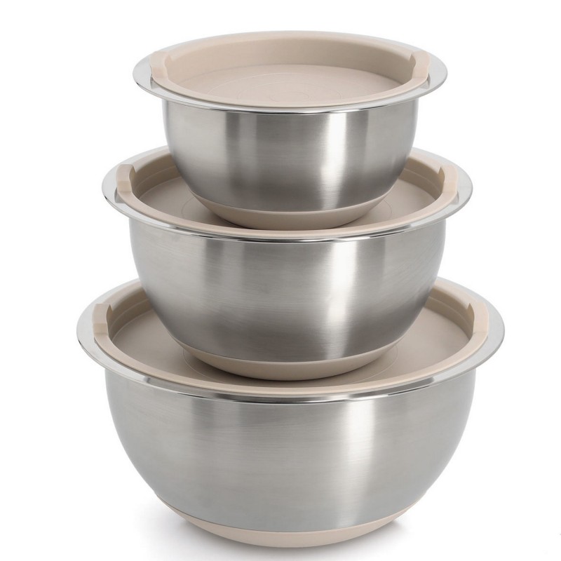 Bols en acier inoxydable avec couvercle Zeller set de 3