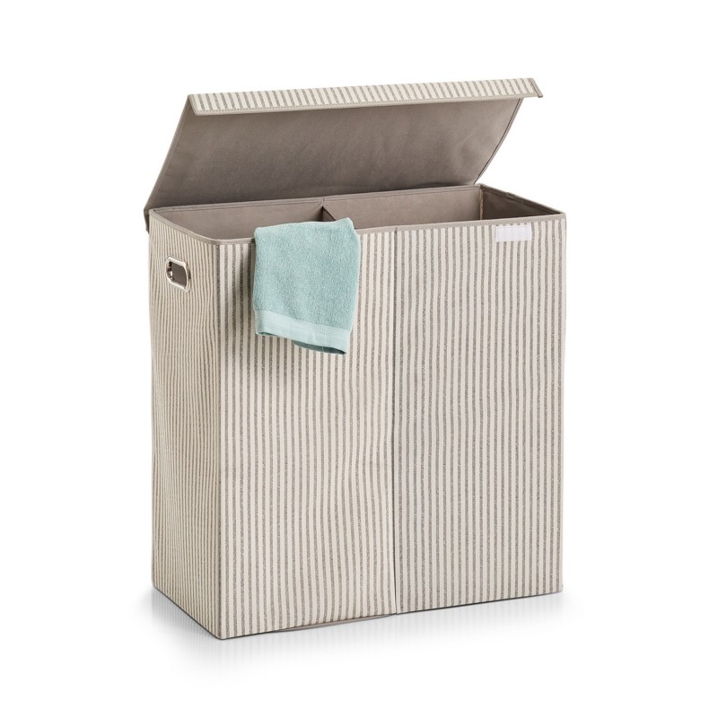 Panier a linge double textile rayures Zeller