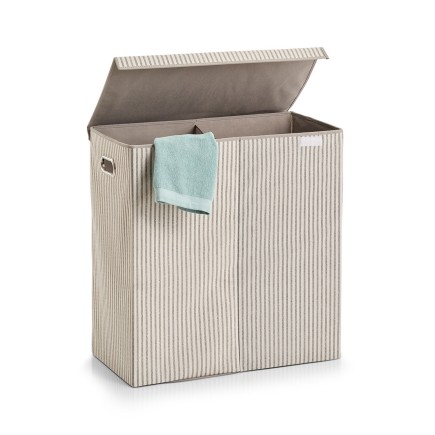 Panier a linge double textile rayures Zeller