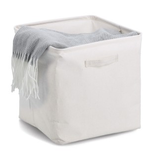 Panier rangement cube textile blanc Zeller