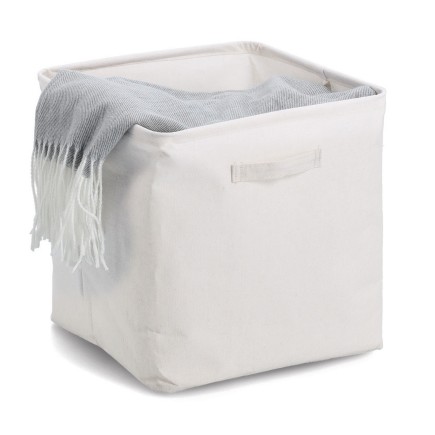 Panier rangement cube textile blanc Zeller