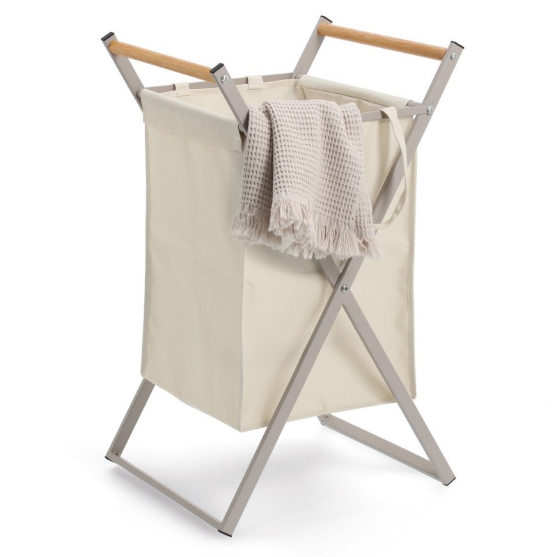 Panier a linge amovible metal bois Zeller