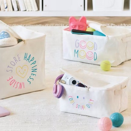 Boite rangement en textile avec fermeture eclair Zeller