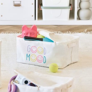 Boite rangement en textile avec fermeture eclair Zeller