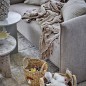 Plaid coton recycle beige motif franges Bloomingville