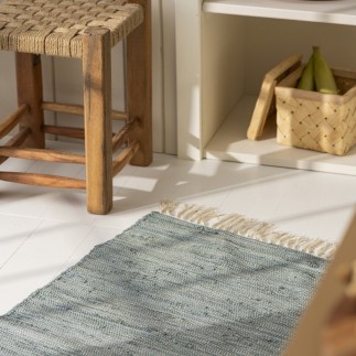 tapis long de couloir bleu coton uni ib laursen