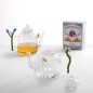 Theiere verre sculpte papillon fleurs Ichendorf Milano Botanica