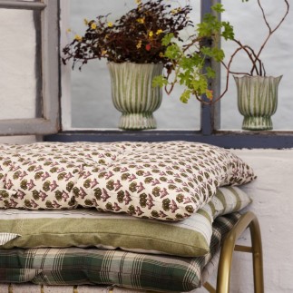 Matelas de sol coton vert imprime rayures Madam Stoltz