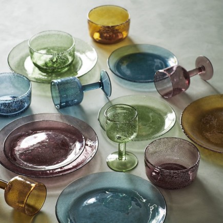 Assiette en verre bullé Madam Stoltz