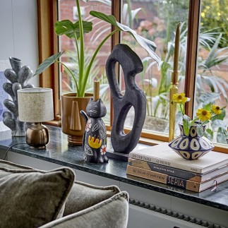 Vase gres design sculptural bleu Bloomingville Bashir