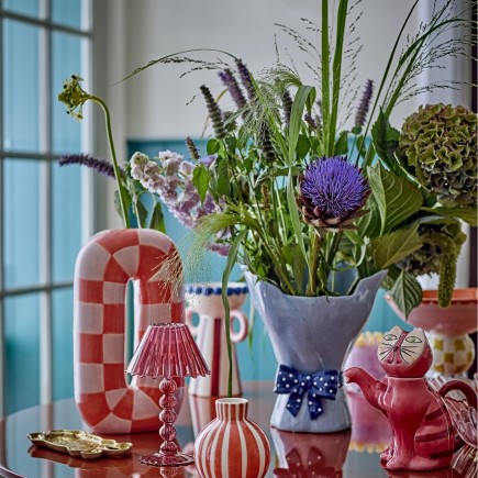 Vase design graphique couleur corail gres Bloomingville Mae