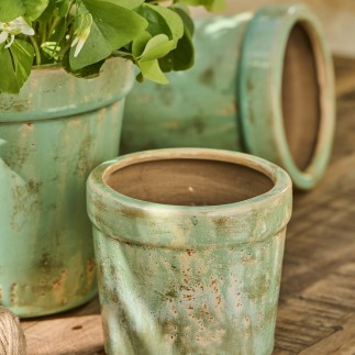 petit cache pot vieilli vert ceramique ib laursen
