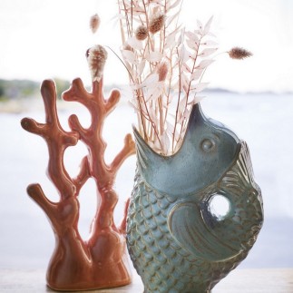 madam stoltz vase poisson gres blanc