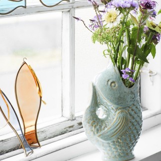 madam stoltz vase poisson gres vert clair