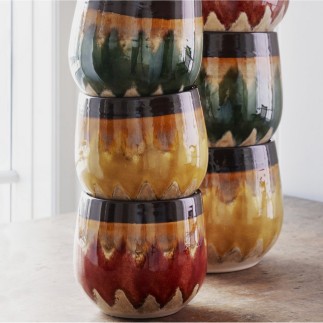 Cache pot emaille couleur design retro vintage Madam Stoltz set de 2