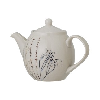 Theiere gres motif floral peint effet craquele Bloomingville Bea