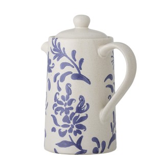 Theiere vintage gres motif fleurs bleu Bloomingville Petunia