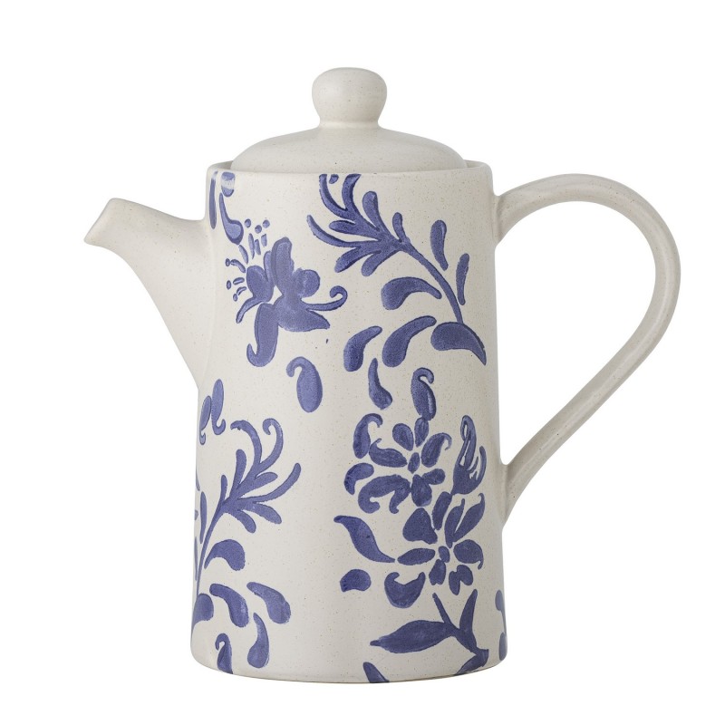 Theiere vintage gres motif fleurs bleu Bloomingville Petunia