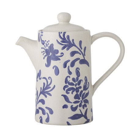 Theiere vintage gres motif fleurs bleu Bloomingville Petunia
