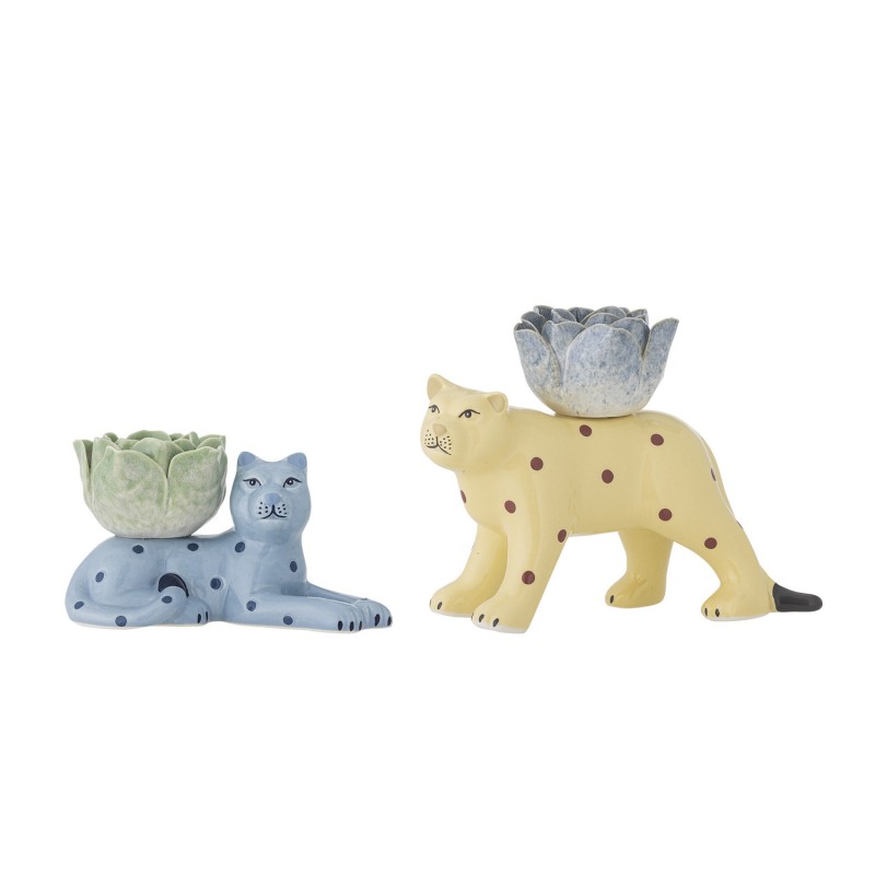 Bougeoirs ceramique fantaisie lions couleur Bloomingville Rory set de 2