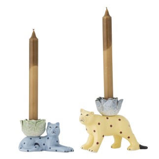 Bougeoirs ceramique fantaisie lions couleur Bloomingville Rory set de 2