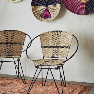 fauteuil bas lounge rotin metal noir madam stoltz