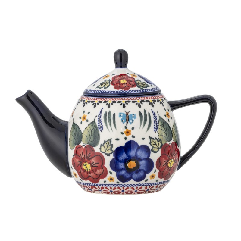 Theiere ceramique peinte motif floral Bloomingville Florist