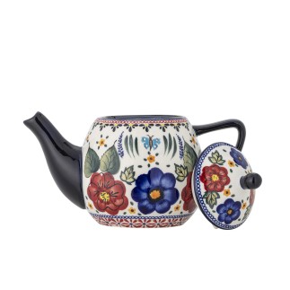 Theiere ceramique peinte motif floral Bloomingville Florist
