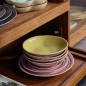 Assiette creuse a curry gres couleur rose jaune Hk living Bubble set de 2