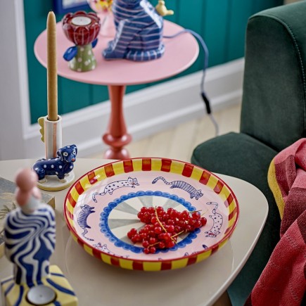Plat rond gres peint motif chats multicolore Bloomingville Missy