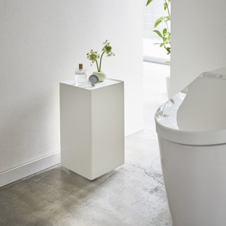 petit meuble de rangement wc papier toilette acier blanc tower yamazaki