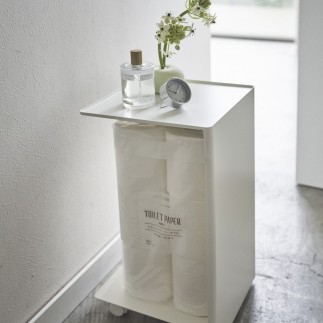 petit meuble de rangement wc papier toilette acier blanc tower yamazaki