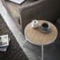 table basse ronde bout de canape blanche acier bois yamazaki tower