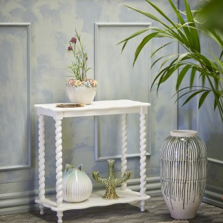 Table console bois blanc pieds torsades Bloomingville Bia