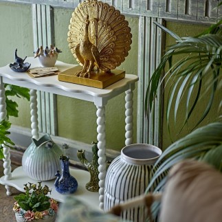 Table console bois blanc pieds torsades Bloomingville Bia