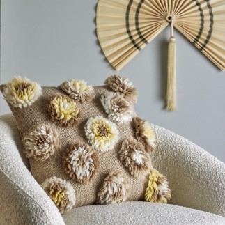 Grand coussin laine tufte fleurs Bloomingville SOMMA