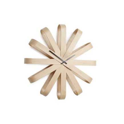 Horloge murale design bois naturel umbra ribbonwood