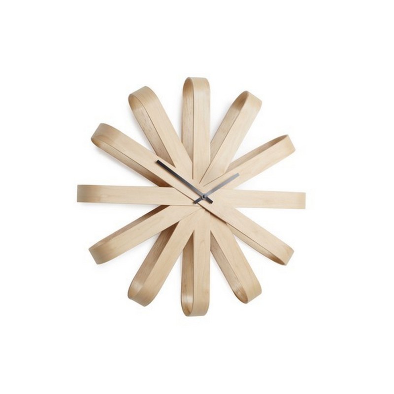 Horloge murale design bois naturel umbra ribbonwood