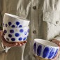 bol gres decore motif bleu bloomingville linora set de 3