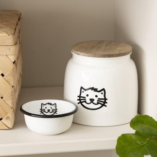 gamelle pour chat rigolo metal emaille blanc