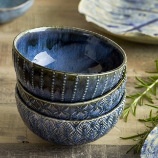 bols gres emaille bleu texture bloomingville elanor set de 3