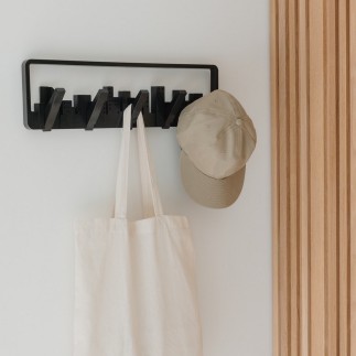Umbra Perchero decorativo de pared 5 perchas abatibles Skyline negro