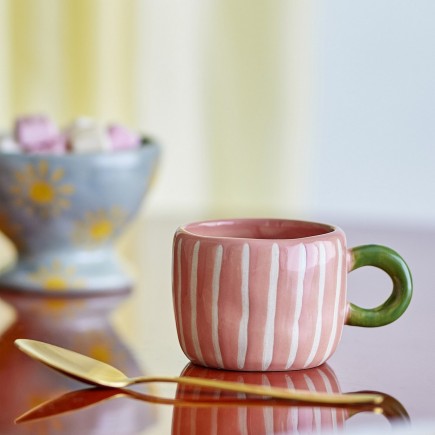 Petite tasse coloree rayures gres Bloomingville Nini