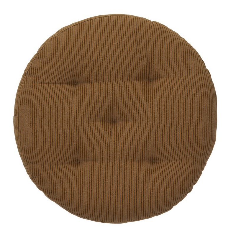 Coussin de chaise rond raye coton marron Madam Stoltz