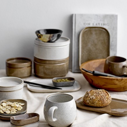 Assiette rectangulaire depareilles gres Bloomingville Addison set de 3