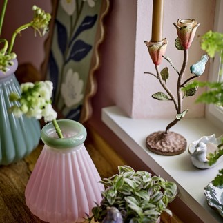 Vase verre cotele rose pastel Bloomingville JUDITH